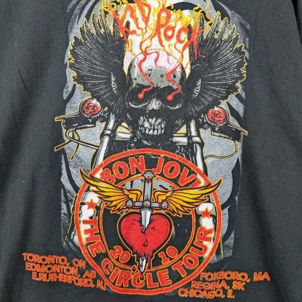 Bon Jovi Kid Rock Y2K Skull Angel Wing Grunge Goth Tour Shirt XXL Rock Band Art